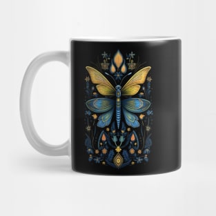 Blue and Gold Moth Mug